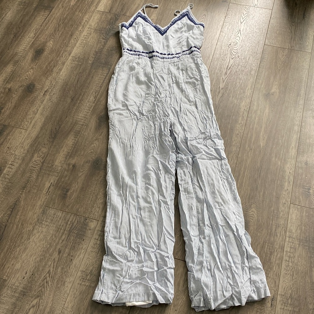 Navy/white polyester jumpsuit